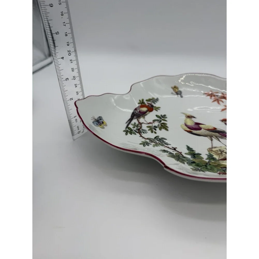 Mottahedeh Williamsburg Porcelain Chelsea Birds Leaf Bowl Portugal Large Vtg